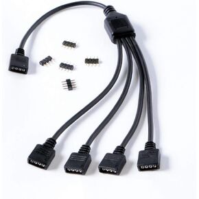 Gelid Solutions 1-to-4 PWM Fan Hub, FC-PWM-04, PC CPU Cooling 4 PIN/3PIN Fan Power Cable Hub Splitter Adapter Sleeved PWM Case Fan Splitter for 12V Desktop Computer Cooler Case Fans 1 to 5 Way