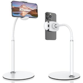 Cell Phone Stand, Adjustable Height & Angle Gooseneck Stand for Desk Flexible Arm Universal Holder, Aluminum Alloy Desktop Recording Compatible with 3.5"-7" Device (Black) in Saudi Arabia