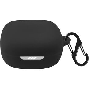 Silicone Case for JBL Live Pro TWS 2 / JBL Live Pro+ TWS, Shockproof Protective Earbuds Cover with Carabiner Accessories(Black)