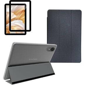 حافظة كمبيوتر لوحي JUNINKE K12، حافظة كمبيوتر لوحي مقاس 10.1 بوصة مع واقي شاشة من السيراميك، حافظة خلفية صلبة بمسند نحيف لجهاز JUNINKE 8+128 Tablet، شفاف، رمادي in Kuwait