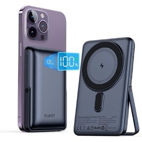 Wireless Portable Charger 10000mAh Magnetic Power Bank PD 20W Mag-Safe Battery Pack with LED Display and Foldable Stand for iPhone 15/14/13/12 (Blue) in Kuwait