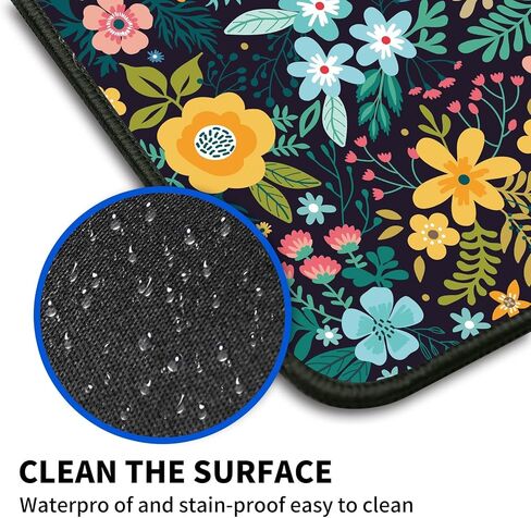 لوحة ماوس ألعاب كبيرة + مسند معصم لوحة مفاتيح + مسند مسند مسند معصم للفأر+ قاعدة كوب - إسفنج ذاكرة مريح، 4 قطع للكمبيوتر والمنزل والمكتب، زهور سوداء in Kuwait