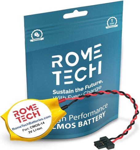 بطارية Rome Tech CR2025 W CMOS لجهاز Dell Alienware M15 / M17 أصلية KTS 8b1 - بطارية احتياطية للكمبيوتر المحمول BIOS RTC 3V CR2025W مع موصل FI لكابلين سلكيين (عبوة واحدة) in Saudi Arabia