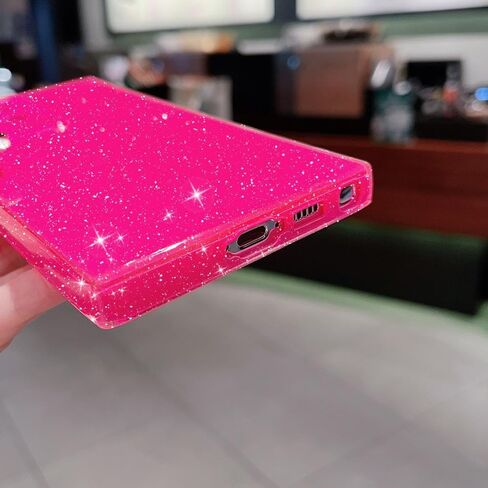 متوافق مع حافظة MINSCOSE لهاتف Samsung Galaxy S22 Ultra، لون مشرق نيون لطيف، حافظة لامعة رفيعة لامعة من السيليكون المقاوم للصدمات، حافظة هاتف ناعمة من مادة TPU للنساء والفتيات - وردي فاقع in Kuwait