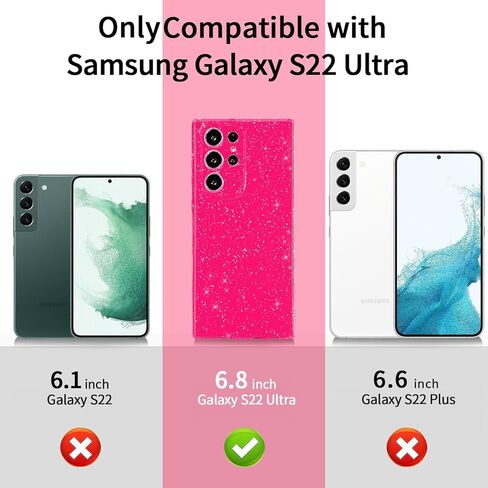متوافق مع حافظة MINSCOSE لهاتف Samsung Galaxy S22 Ultra، لون مشرق نيون لطيف، حافظة لامعة رفيعة لامعة من السيليكون المقاوم للصدمات، حافظة هاتف ناعمة من مادة TPU للنساء والفتيات - وردي فاقع in Kuwait