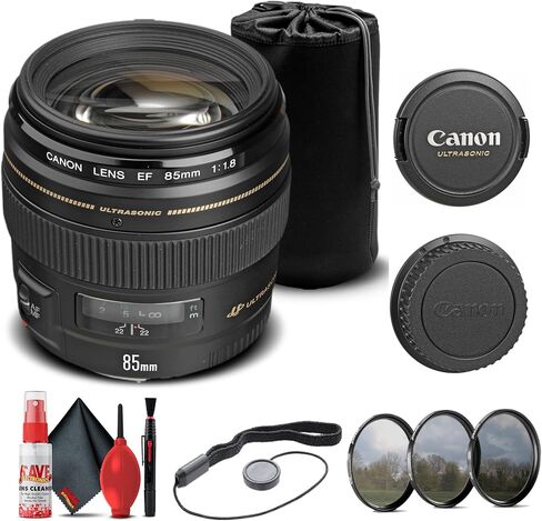 Canon EF 85mm f/1.8 USM Lens (2519A003) with Filter Kit, Lens Pouch, Cap Keeper, and Cleaning Set (Renewed) in Saudi Arabia