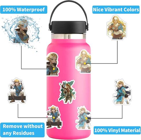 100 قطعة من ملصقات ألعاب Bonitzdm The Legend of Zelda، ملصقات فينيل مقاومة للماء لأجهزة الكمبيوتر المحمول، ممتص الصدمات، لوح التزلج، زجاجات المياه، الكمبيوتر، الهاتف، أشياء رائعة للمراهقين والأطفال والبالغين in Kuwait