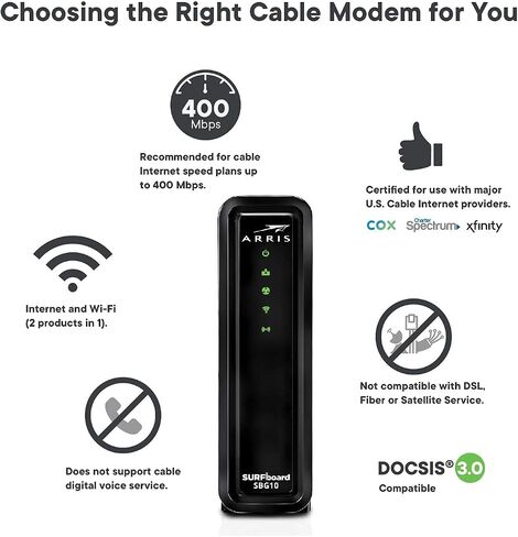 arris surfboard ac1600 dual band router with 16x4 docsis 3.0 cable modem black (Renewed) in Saudi Arabia