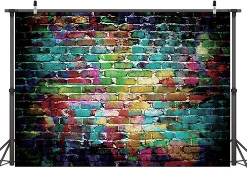 Dudaacvt Graffiti Photography Backdrop, 5x7 ft Colorful Brick Wall Vintage Cement Floor Backdrop for Studio Props Photo Background in Kuwait