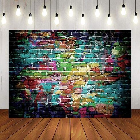 Dudaacvt Graffiti Photography Backdrop, 5x7 ft Colorful Brick Wall Vintage Cement Floor Backdrop for Studio Props Photo Background in Kuwait