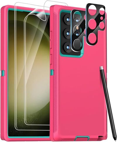 FEIYAR HOME for Samsung Galaxy S23 Ultra Case: [Military Grade Shockproof] with 2Pcs [Camera Protector + Soft Screen Protector] Heavy Duty Protection Phone Case for Galaxy S23 Ultra 5G-Black in Kuwait