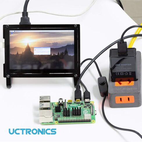 UCTRONICS لمصدر الطاقة Raspberry Pi 4 مع مفتاح، محول شاحن USB من النوع C 5 فولت 3 أمبير مع كابل تشغيل/إيقاف بطول 3.3 قدم، أسود in Kuwait