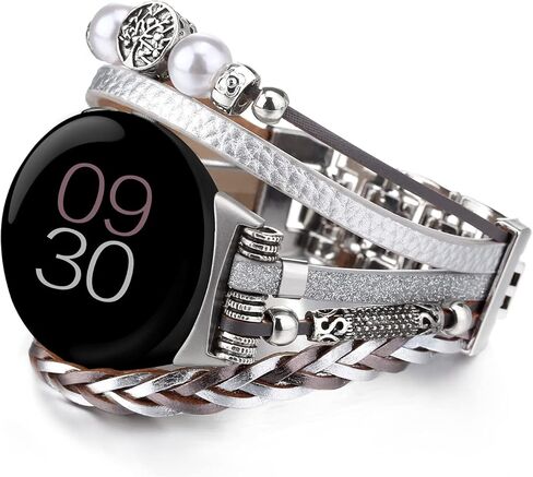 سوار جلد CHARMINGO Boho متوافق مع سوار ساعة Google Pixel، سوار معصم من الجلد الفاخر لساعة Google Pixel 2022 in Kuwait