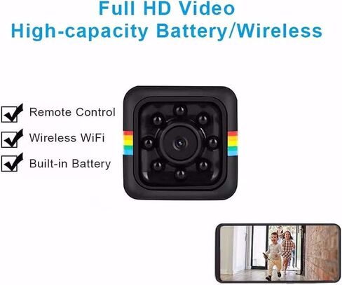 WIFI home security camera, 1080P HD wireless indoor surveillance camera with night vision function, motion detection and phone application, built-in battery, cat and dog camera for home security pets. in Kuwait