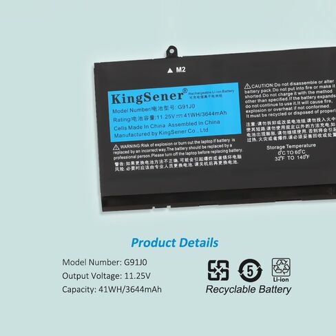 KingSener G91J0 Laptop Battery for Dell Inspiron 5515 5625 5410 7415 for Dell Latitude 3320 for Dell Vostro 5620 5625 11.25V 41Wh/3644mAh in Saudi Arabia