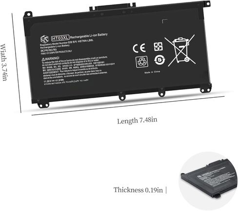 بطارية الكمبيوتر المحمول HSX HT03XL L11119-855 لجهاز HP Pavilion 15-CS 15-DA 15-DW 15-DB 17-by 17-CA 14-CE 14-CF 14-DF Series 15-CS0073CL 15-CS0053CL 15-DA0014DX HT03041XL HSTNN- UB7J L11421-2C2 L11421-422 in Kuwait