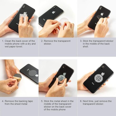 IKOPO لوحة معدنية عالمية - (2 مستطيل، 4 دائري) مناسبة للهاتف المغناطيسي تثبيت السيارة، لوحات معدنية تلتصق على الهاتف الخلوي مع أقوى لاصق VHB in Kuwait