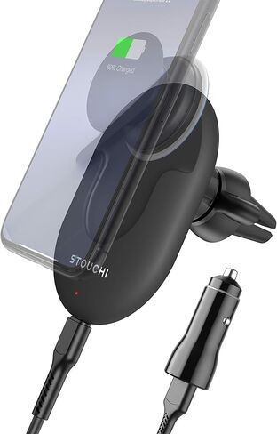 شاحن سيارة لاسلكي يثبت في السيارة بوب، ستوتشي 2 في 1 10 وات كيو آي شحن سريع مع حامل هاتف بفتحات تهوية متوافقة مع آيفون 12 / آيفون 11 / 11 برو / اكس / اكس / اكس / 8 ماكس ، سامسونج S20 / نوت 10 in Kuwait