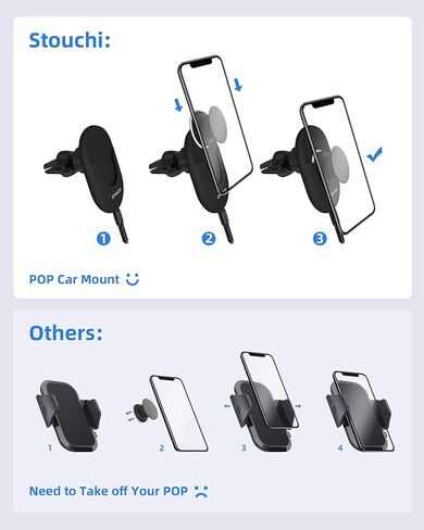 شاحن سيارة لاسلكي يثبت في السيارة بوب، ستوتشي 2 في 1 10 وات كيو آي شحن سريع مع حامل هاتف بفتحات تهوية متوافقة مع آيفون 12 / آيفون 11 / 11 برو / اكس / اكس / اكس / 8 ماكس ، سامسونج S20 / نوت 10 in Kuwait