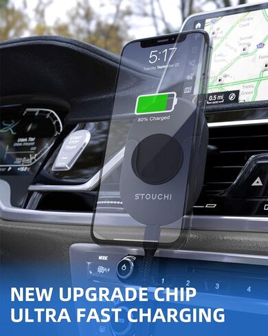شاحن سيارة لاسلكي يثبت في السيارة بوب، ستوتشي 2 في 1 10 وات كيو آي شحن سريع مع حامل هاتف بفتحات تهوية متوافقة مع آيفون 12 / آيفون 11 / 11 برو / اكس / اكس / اكس / 8 ماكس ، سامسونج S20 / نوت 10 in Kuwait