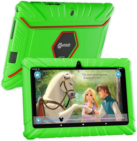Contixo V8 7" Kids Tablet - 32GB Storage, Pre-Loaded Exclusive Ad-Free Content, Android, Parental Controls, Durable Kid-Proof Case, IPS Touch Screen, Dual Camera, WiFi, Ages 3-12, Gift - Blue in Kuwait