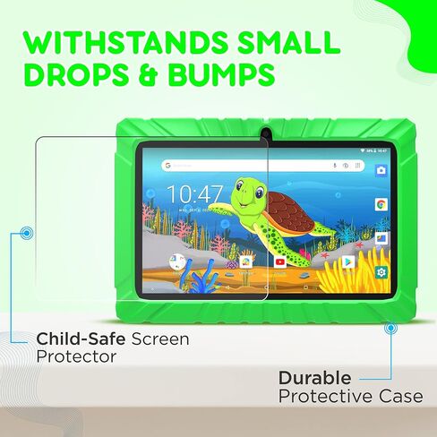 Contixo V8 7" Kids Tablet - 32GB Storage, Pre-Loaded Exclusive Ad-Free Content, Android, Parental Controls, Durable Kid-Proof Case, IPS Touch Screen, Dual Camera, WiFi, Ages 3-12, Gift - Blue in Kuwait