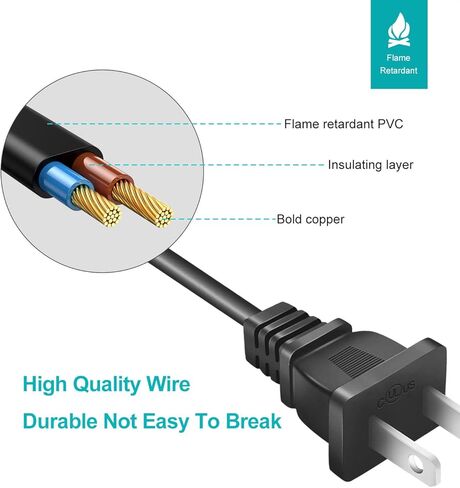 كابل سلك طاقة تيار متردد ذو شقين، 6 أقدام 18AWG 7A 125 فولت غير مستقطب (NEMA 1-15P إلى IEC-320-C7) in Kuwait