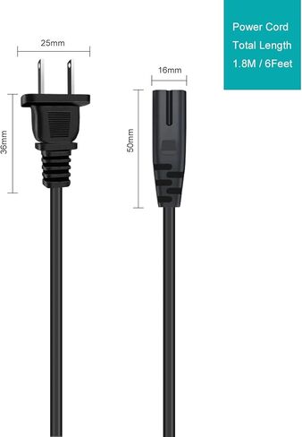 كابل سلك طاقة تيار متردد ذو شقين، 6 أقدام 18AWG 7A 125 فولت غير مستقطب (NEMA 1-15P إلى IEC-320-C7) in Kuwait