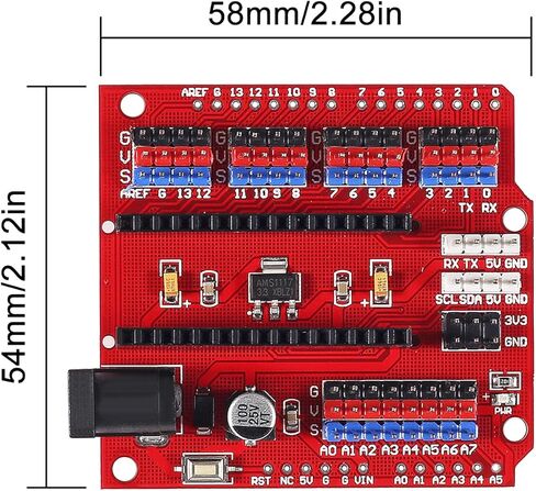 4PCS for Nano I/O Expansion Sensor Shield Multi-Purpose Extension Sensor Shield Module Pin Header for Nano 3.0 Duemilanove 2009(Yellow) in Kuwait