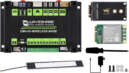 وحدة التوسعة اللاسلكية لإنترنت الأشياء الصناعية من Waveshare مصممة لوحدة حساب Raspberry Pi 4 حزمة مع وحدة 4G SIM7600G-H-PCIE محول طاقة 12 فولت 2 أمبير وما إلى ذلك (7 عناصر) in Saudi Arabia
