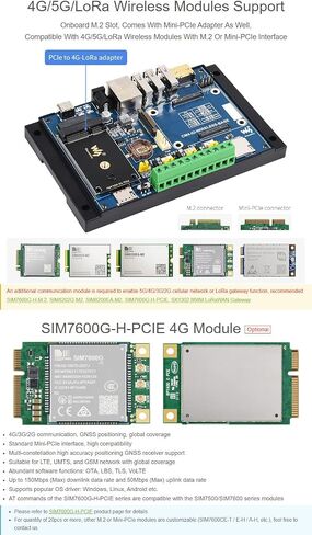 وحدة التوسعة اللاسلكية لإنترنت الأشياء الصناعية من Waveshare مصممة لوحدة حساب Raspberry Pi 4 حزمة مع وحدة 4G SIM7600G-H-PCIE محول طاقة 12 فولت 2 أمبير وما إلى ذلك (7 عناصر) in Saudi Arabia