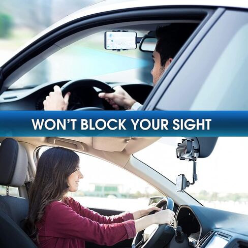 حامل موبايل للسيارة اصدار جديد 2022، حامل موبايل لمراة الرؤية الخلفية للسيارة، حامل موبايل للسيارة قابل للدوران 360 درجة، حامل موبايل متعدد الوظائف للسيارة، لجميع الهواتف المحمولة in Kuwait