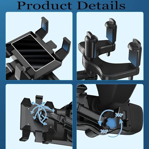 حامل موبايل للسيارة اصدار جديد 2022، حامل موبايل لمراة الرؤية الخلفية للسيارة، حامل موبايل للسيارة قابل للدوران 360 درجة، حامل موبايل متعدد الوظائف للسيارة، لجميع الهواتف المحمولة in Kuwait