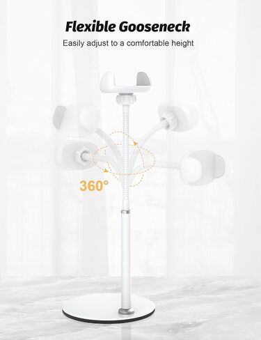 Cell Phone Stand, Adjustable Height & Angle Gooseneck Stand for Desk Flexible Arm Universal Holder, Aluminum Alloy Desktop Recording Compatible with 3.5"-7" Device (Black) in Kuwait
