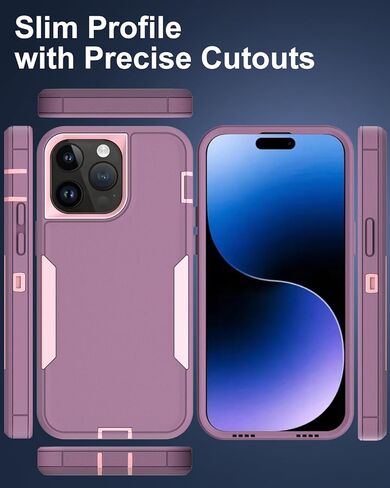 حافظة هاتف Dahkoiz لهاتف iPhone 15 Pro Max، وواقي شاشة زجاجي، غطاء منفذ مقاوم للغبار، حماية مطاطية مقاومة للانزلاق لكامل الجسم، أسود/أسود in Kuwait