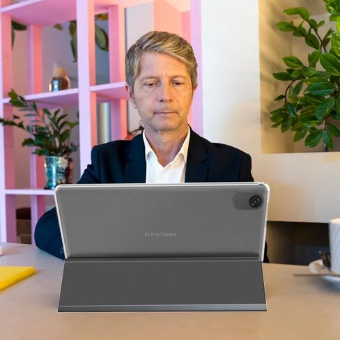 حافظة كمبيوتر لوحي JUNINKE K12، حافظة كمبيوتر لوحي مقاس 10.1 بوصة مع واقي شاشة من السيراميك، حافظة خلفية صلبة بمسند نحيف لجهاز JUNINKE 8+128 Tablet، شفاف، رمادي in Kuwait