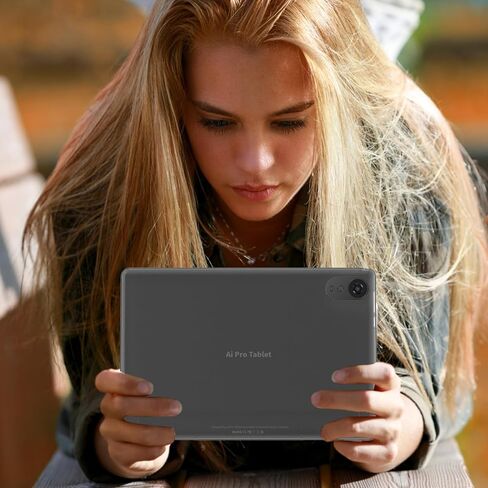 حافظة كمبيوتر لوحي JUNINKE K12، حافظة كمبيوتر لوحي مقاس 10.1 بوصة مع واقي شاشة من السيراميك، حافظة خلفية صلبة بمسند نحيف لجهاز JUNINKE 8+128 Tablet، شفاف، رمادي in Kuwait