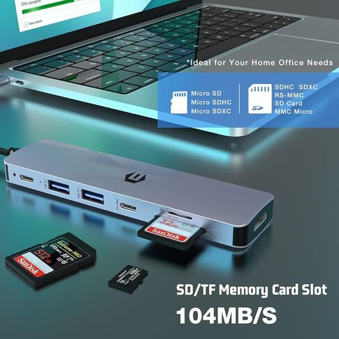 محور USB C، محول OBERSTER 7 في 1 USB C يتضمن 4K HDMI، 100W PD، 2 USB 3.0 5 جيجابت في الثانية ومنفذ بيانات USB C 3.0، قارئ بطاقات SD/TF، ​​متوافق مع Windows والكمبيوتر المحمول in Saudi Arabia