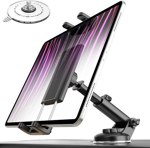 حامل الكمبيوتر اللوحي Charchendo للزجاج الأمامي للوحة قيادة السيارة يناسب الأجهزة مقاس 4-13 بوصة (عبوتان من أكواب الشفط القابلة للإزالة)، حامل هاتف السيارة بذراع طويل قابل للتعديل متوافق مع iPad Pro12.9 /Air/Mini، iPhone 14 in Kuwait