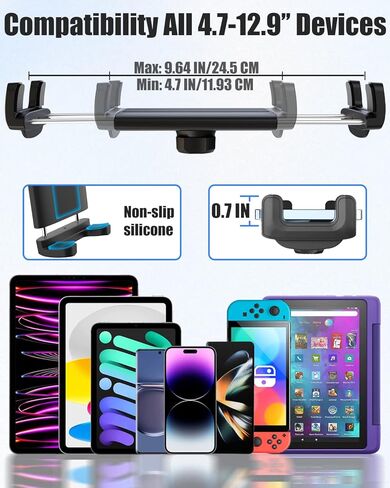 حامل الكمبيوتر اللوحي Charchendo للزجاج الأمامي للوحة قيادة السيارة يناسب الأجهزة مقاس 4-13 بوصة (عبوتان من أكواب الشفط القابلة للإزالة)، حامل هاتف السيارة بذراع طويل قابل للتعديل متوافق مع iPad Pro12.9 /Air/Mini، iPhone 14 in Kuwait