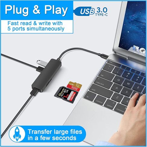 محول قارئ بطاقات SD USB C، محول قارئ بطاقات Micro SD TF من النوع C، محول قارئ بطاقات ذاكرة 5 في 1 USB C إلى USB لسطح MacBook Pro ومعظم أجهزة UBC C in Kuwait