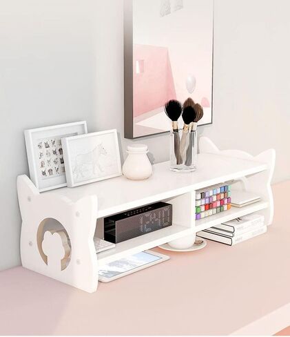 KUAIYU Monitor Stand Riser,Computer Monitor Stand Riser, Double Layer Cat Ear Monitor Stand,Desktop Oraganizer Stand for Computer,Laptop,Screen,Printer,TV.(White) in Kuwait