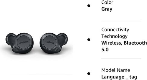 سماعات أذن Jabra Elite Active 75t True اللاسلكية مع حافظة تدعم الشحن اللاسلكي، رمادي (متجدد) in Kuwait