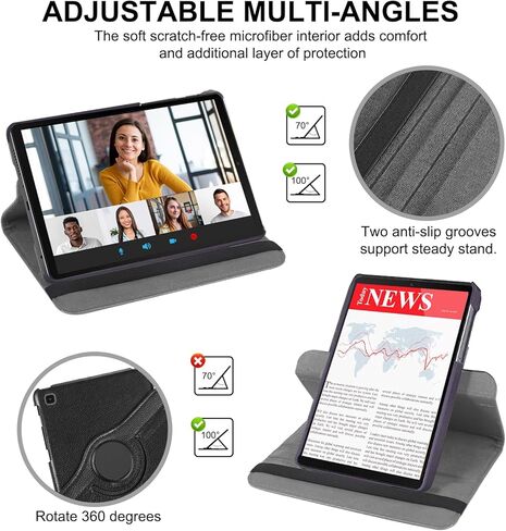 Case for Samsung Galaxy Tab A7 Lite 8.7 Inch 2021, 360 Degree Rotating Stand Heavy Duty Rugged Protective Cover for Galaxy Tab A7 Lite 8.7" 2021 Tablet Model (SM-T220/T225/T227) (Black) in Kuwait
