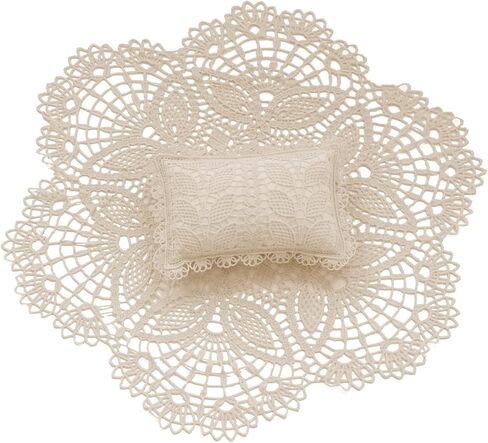 Camidy Newborn Photography Props, 2pcs Hollow Out Photo Mat Posing Pillow Set, Baby Photoshoot Sheet with Cute Pillow Shower Birthday Party Photo Props for Infant Boys Girls in Kuwait