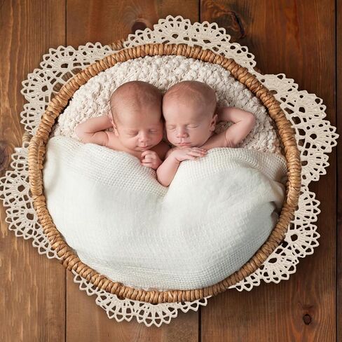 Camidy Newborn Photography Props, 2pcs Hollow Out Photo Mat Posing Pillow Set, Baby Photoshoot Sheet with Cute Pillow Shower Birthday Party Photo Props for Infant Boys Girls in Kuwait