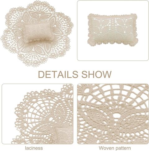 Camidy Newborn Photography Props, 2pcs Hollow Out Photo Mat Posing Pillow Set, Baby Photoshoot Sheet with Cute Pillow Shower Birthday Party Photo Props for Infant Boys Girls in Kuwait