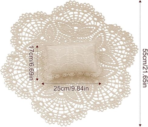 Camidy Newborn Photography Props, 2pcs Hollow Out Photo Mat Posing Pillow Set, Baby Photoshoot Sheet with Cute Pillow Shower Birthday Party Photo Props for Infant Boys Girls in Kuwait