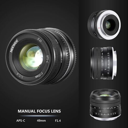 Neewer 35 مم F1.4 عدسة كبيرة من الألومنيوم APS-C متوافقة مع كاميرات Sony E Mount Mirrorless Camera A7III A9 NEX 3 3N 5 NEX 5T NEX 5R NEX 6 7 A6400 A5000 A5100 A600 A6100 A630 0 A655 0 00 in Kuwait
