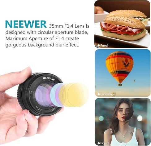 Neewer 35 مم F1.4 عدسة كبيرة من الألومنيوم APS-C متوافقة مع كاميرات Sony E Mount Mirrorless Camera A7III A9 NEX 3 3N 5 NEX 5T NEX 5R NEX 6 7 A6400 A5000 A5100 A600 A6100 A630 0 A655 0 00 in Kuwait